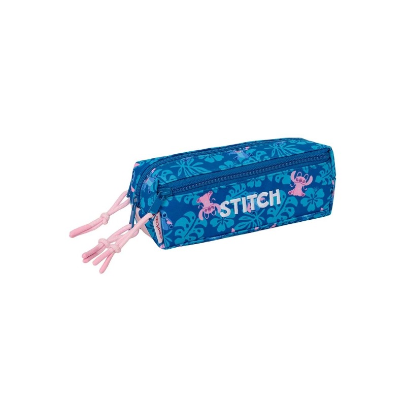 Safta Stitch Lio Portatutto - 3 scomparti con cerniera - Elastico - Compatto - 22x8.5x6 cm - Colore blu scuro