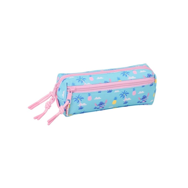 Safta Stitch Waves Borsa portaoggetti - 3 scomparti con cerniera - Elastico - Compatta - 22x8.5x6 cm - Colore azzurro ch