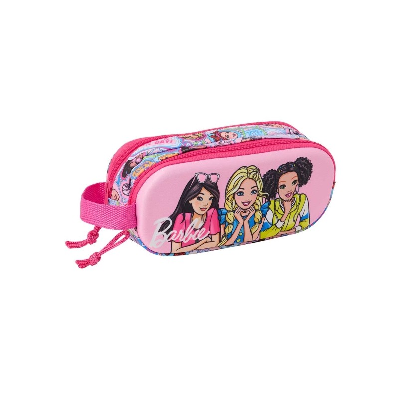Safta Barbie Borsa portaoggetti 3D da 1 L - 2 scomparti - Chiusura a cerniera - Manico - 21x8x6 cm - Colore rosa