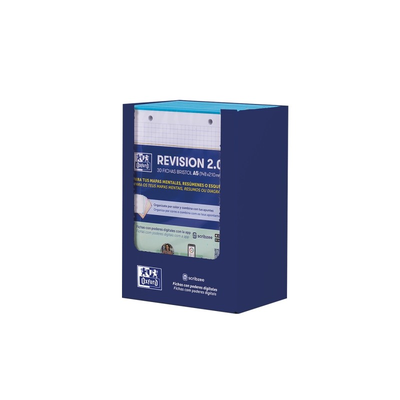 Oxford Expositor con 10 confezioni da 30 FlashCards 2.0  - Formato A5 - Griglia 5x5 mm - Cartoncino da 250 g - Digitaliz