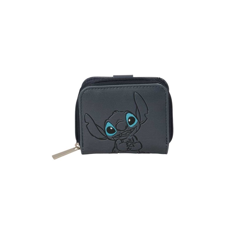 Safta Stitch Gray Portamonete con portafoglio - Scomparto per banconote e carte - Chiusura magnetica - Scomparto per mon