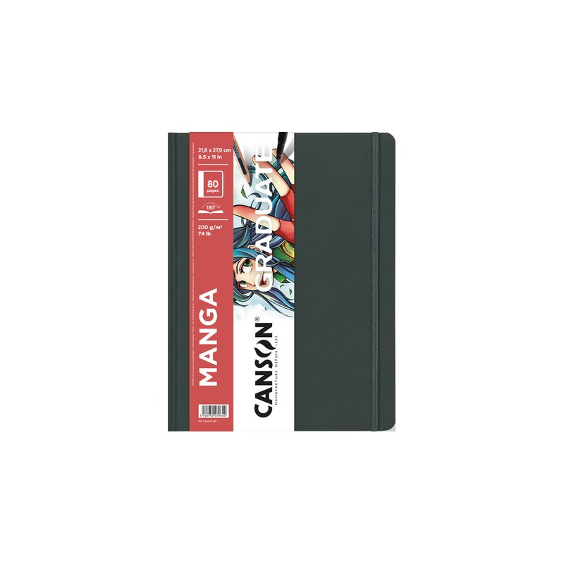 Quaderno Canson Graduate Manga con 40 fogli - 21.6x27.9 cm - 200 g - Grana liscia - Colore bianco