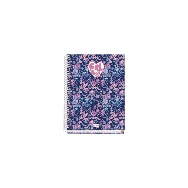 Dohe Girl Power Quaderno con spirale metallica - Formato A5 - 100 fogli offset da 90 g - 5x5 mm - Microperforate - Fasci