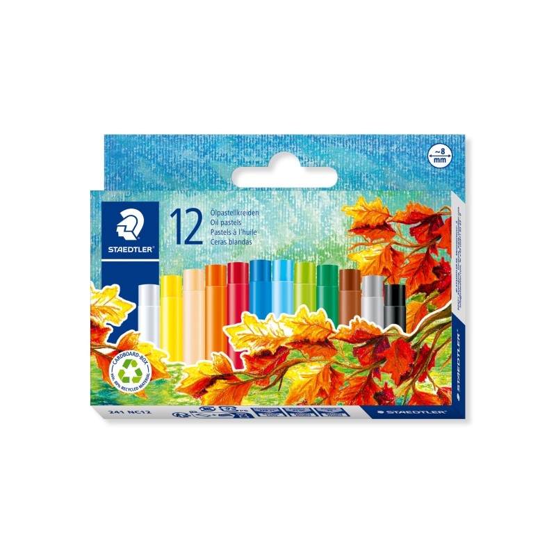 Staedtler Noris 241 Confezione da 12 pastelli a cera morbidi - Diametro 8 mm - Resistenti alla rottura - Colori assortit