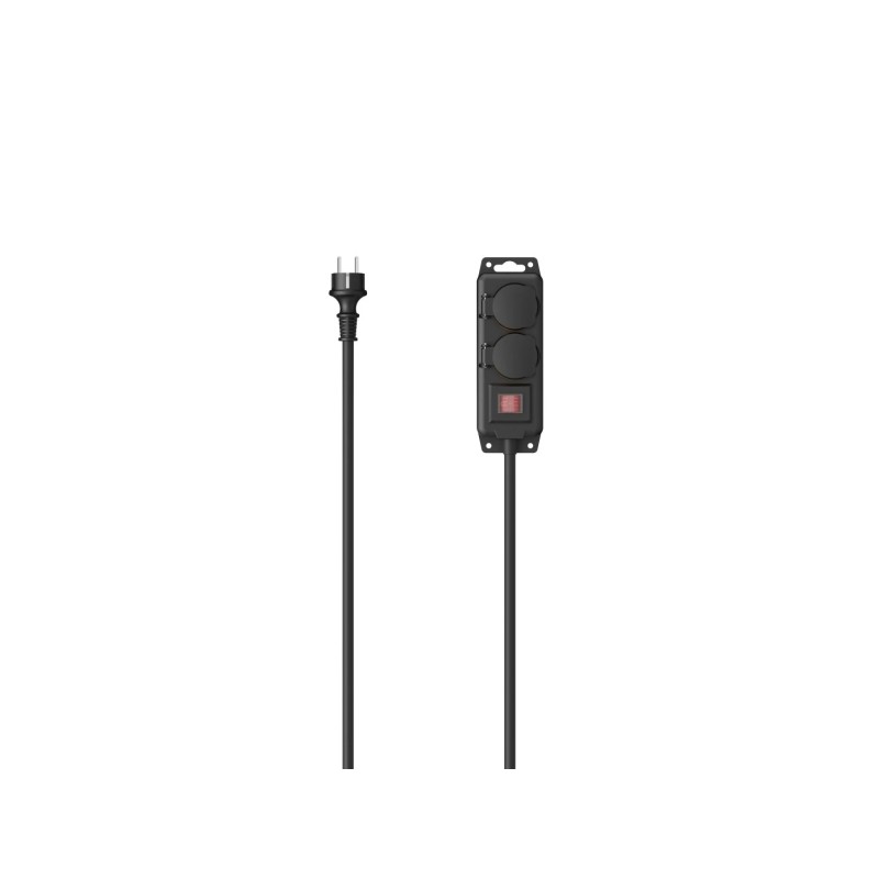Hama Multipresa con 2 prese - Potenza massima 3680 W - IP44 - Cavo da 2 m - Installabile a parete - Spina Schuko diritta