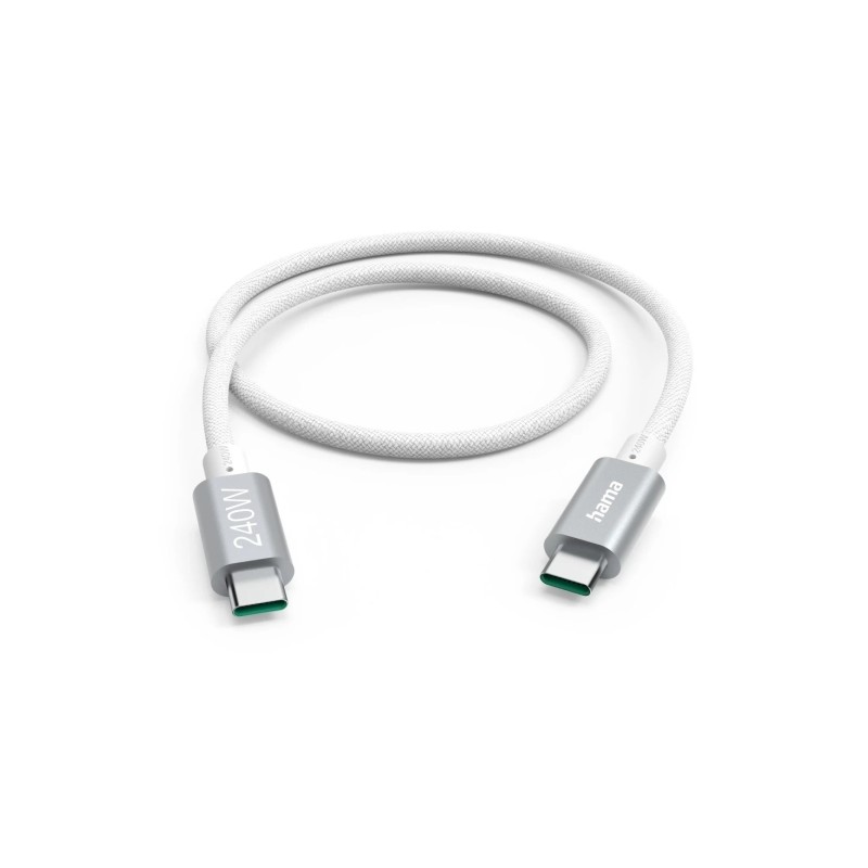 Cavo USB-C Hama - Potenza massima 240 W - Lunghezza 1.5 m - Velocità fino a 5 Gbps - Doppia schermatura - Colore bianco