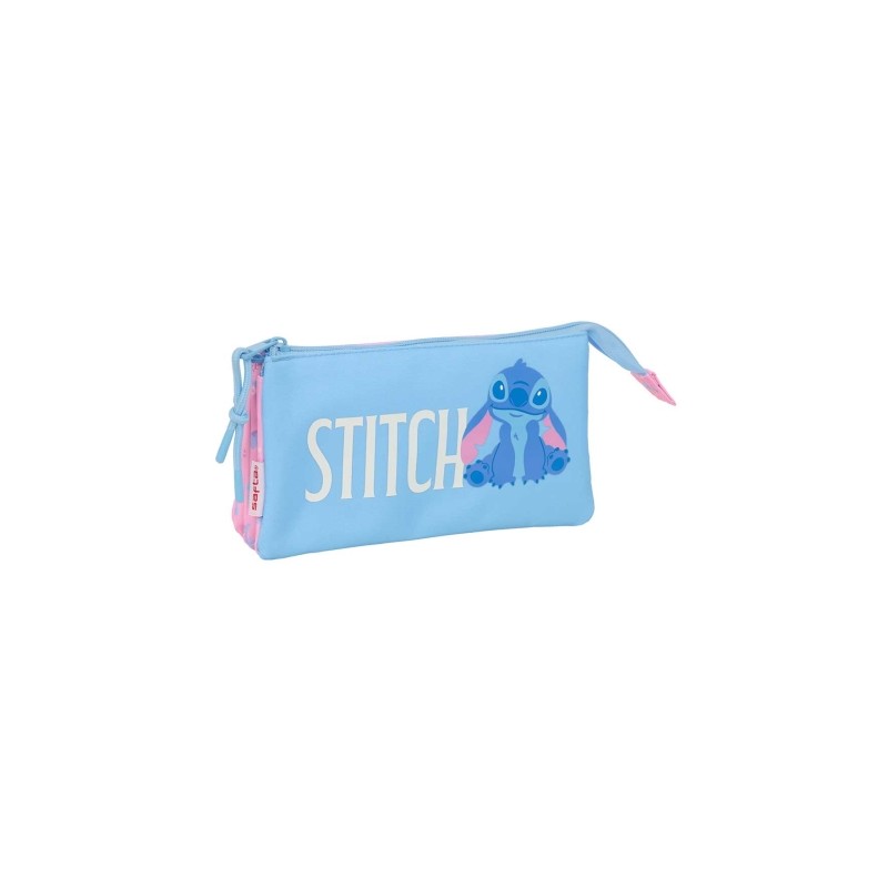 Safta Stitch Bright Portatutto - 3 scomparti con cerniera - Tasca interna - 0.6 L - 220x30x120 mm - Colore: blu