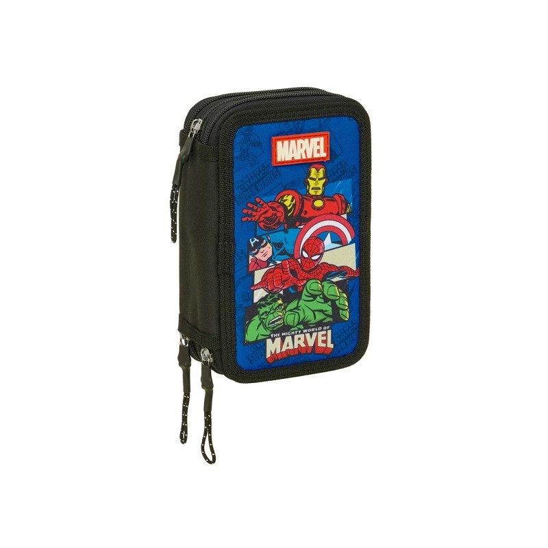 Safta Avengers Astuccio a 3 ripiani - 37 pezzi - 1.3 L - Gomma - Matita - Penne a sfera - Temperamatite - Righelli - 16 
