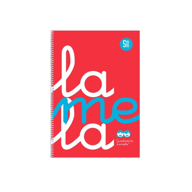 Lamela - Quaderno a spirale con 80 fogli da 90 g/m² con margine - Formato quarto - Righe a quattro linee da 5 mm - Cope