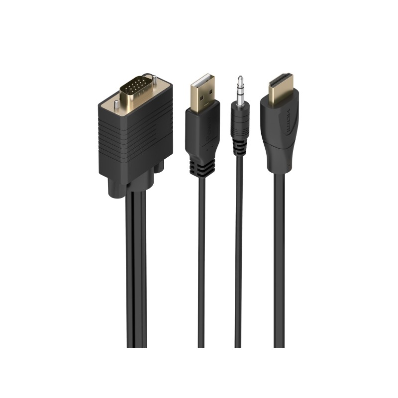 Cavo convertitore Aisens da HDMI a SVGA+Audio - Lunghezza 1.5 m - HDMI maschio - HDB15 maschio - Jack da 3.5 mm maschio 
