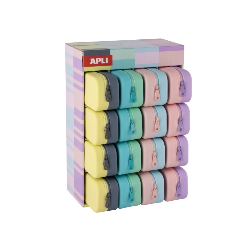 Apli Nordik Bicolor Espositore da 16 custodie rettangolari in silicone bicolore - Cerniera idrorepellente - Dimensioni 7