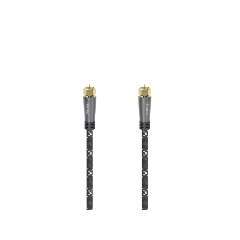 Cavo coassiale per antenna Hama Prime - Lunghezza 1.5 m - Terminali placcati in oro - Connettore F maschio - Schermatura