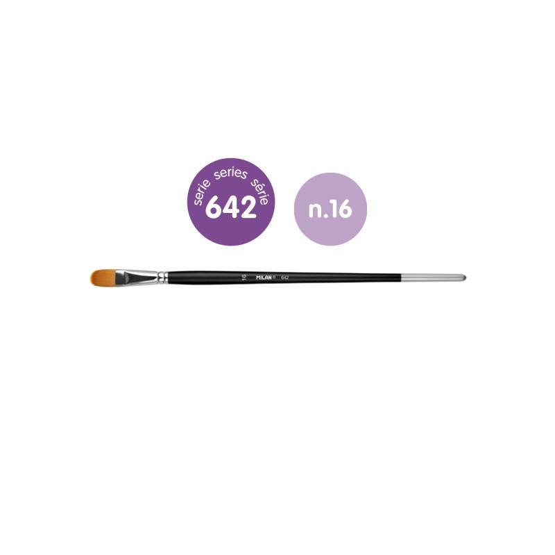 Milan 612 Premium Synthetic - Set da 3 pennelli Linguetta di gatto n. 16 - Custodia con gancio - Setole sintetiche - Man