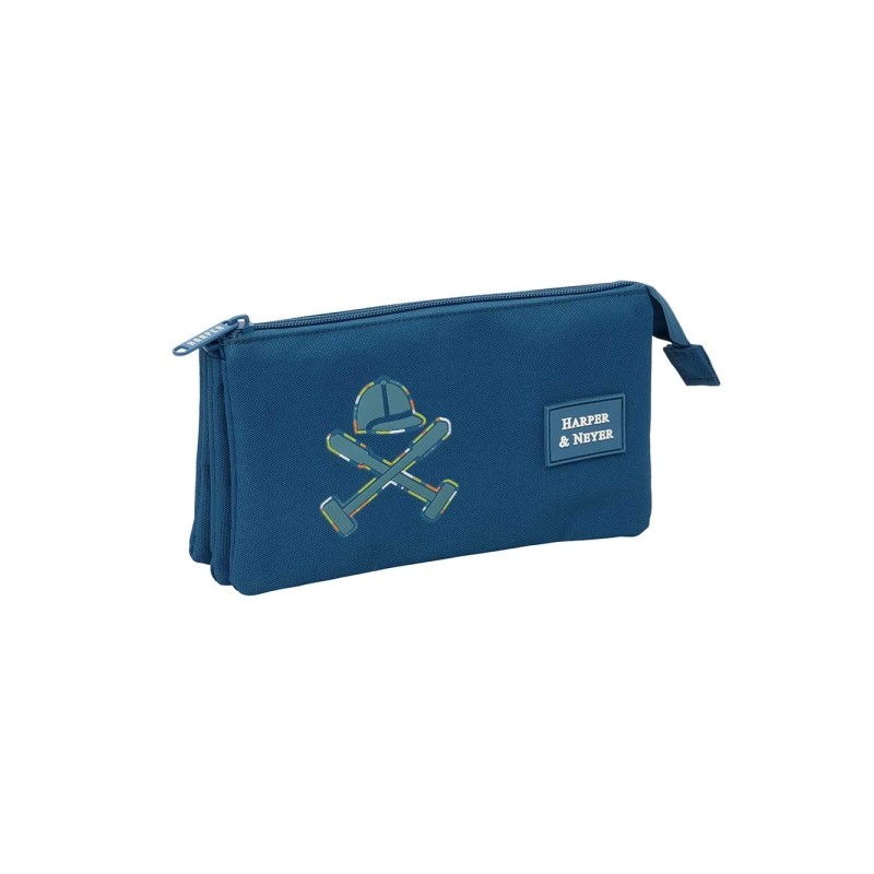Safta Harper e Neyer Portatodo - 3 scomparti con cerniera - Tasca interna - 0.6 L - 220x30x120 mm - Colore blu marino