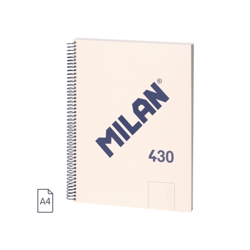 Milan 430 Since 1918 Quaderno A4 con spirale - Fogli bianchi - 80 fogli da 95 g - Copertina rigida - Colore beige
