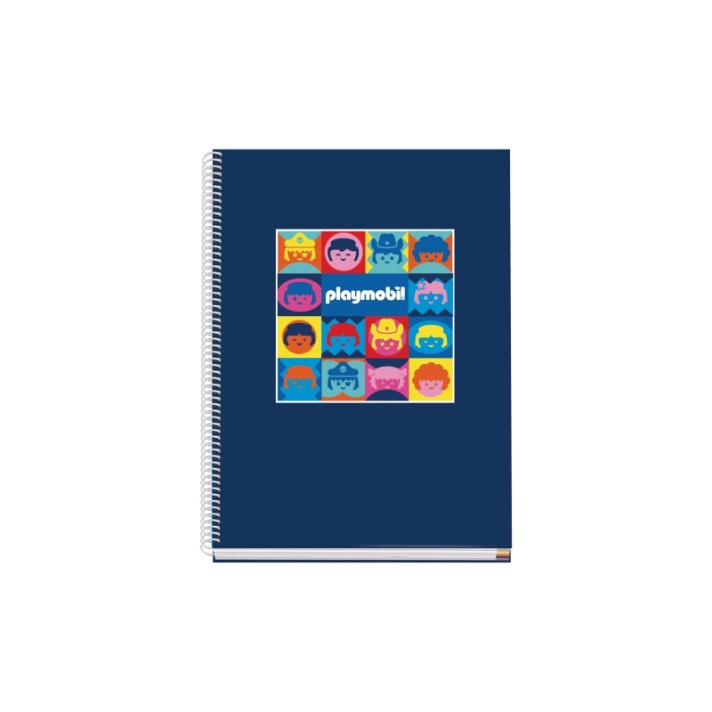 Dohe Playmobil Quaderno a spirale A4. 100 fogli microperforati. quadretti da 5 mm - Copertina rigida in cartoncino rives