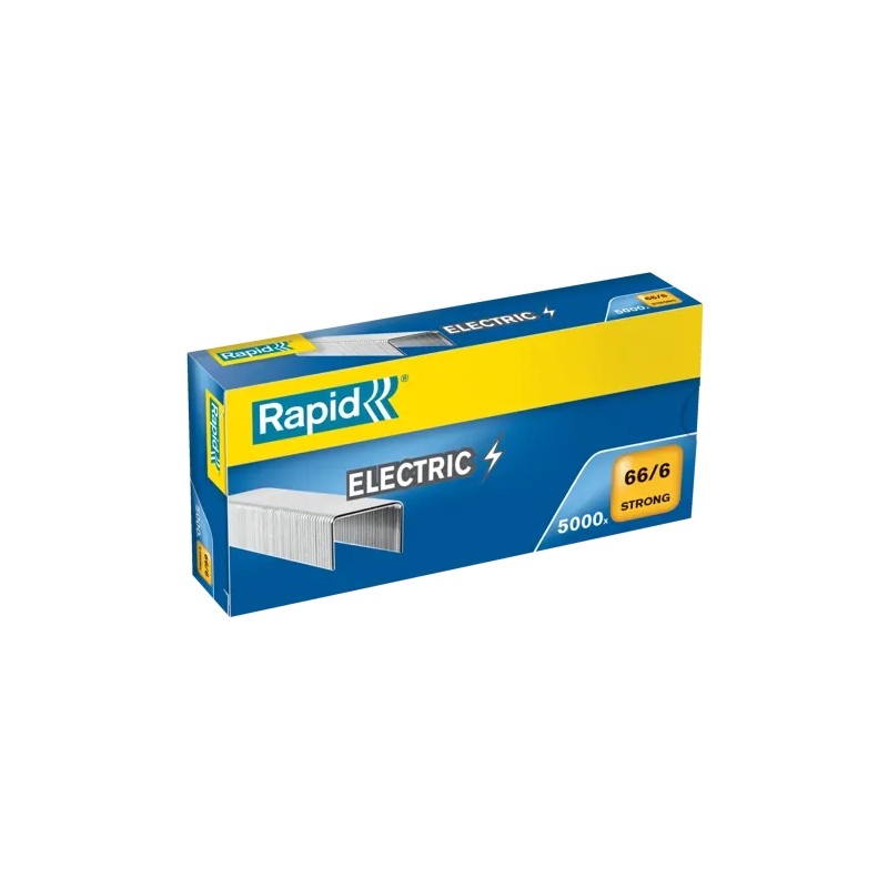Rapid Strong Confezione da 5000 graffette 66/6 Electric - Per graffettare fino a 20 fogli - Filo rinforzato zincato - Pe