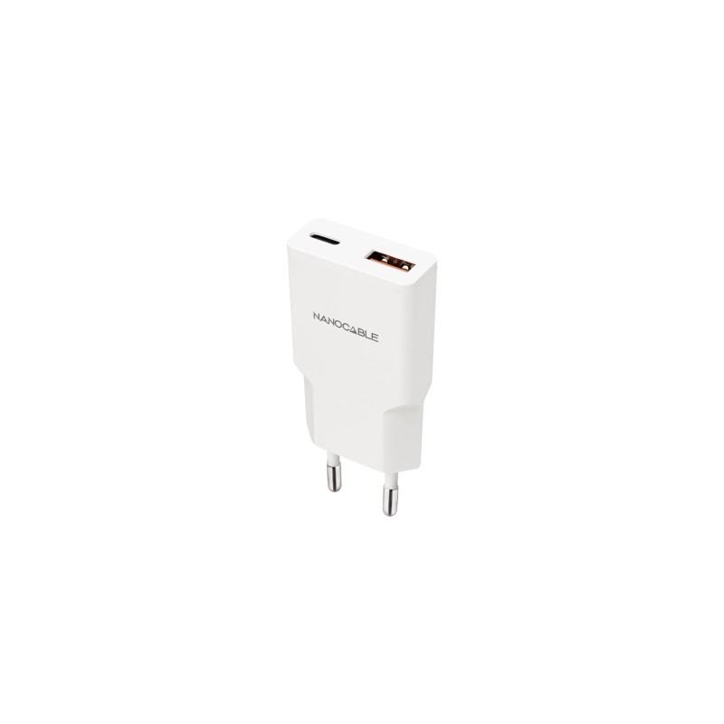 Cavo nano per caricatore da muro USB-C/PD + USB-A/QC 25 W - Colore bianco