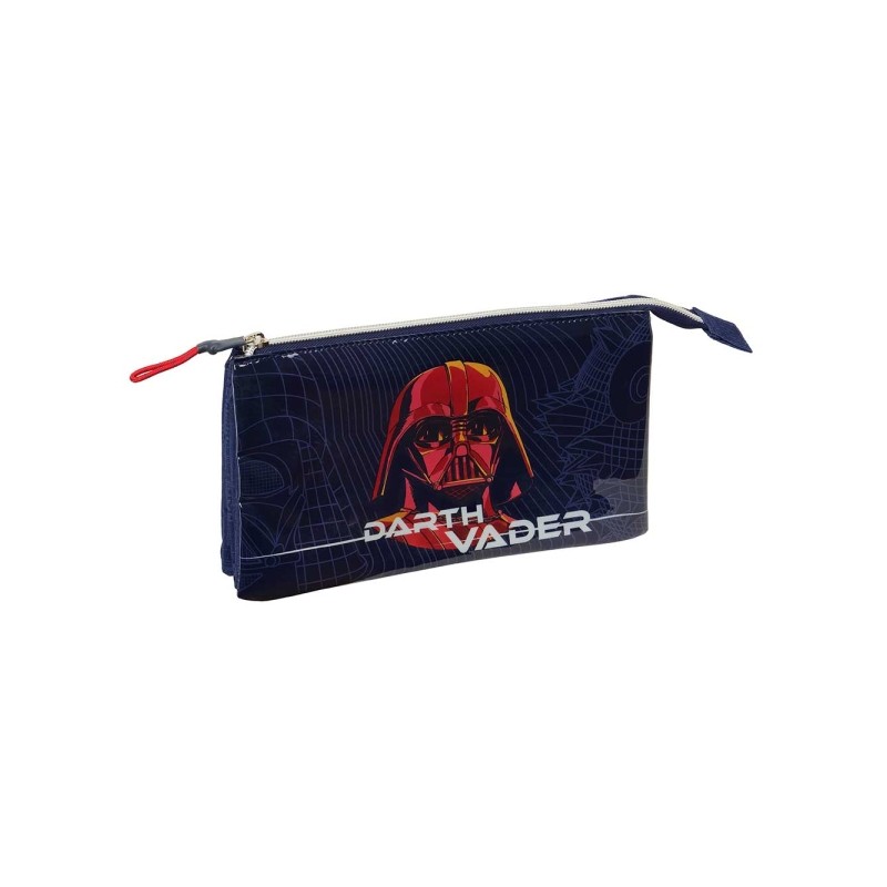 Safta Star Wars Borsa multiuso - 3 scomparti con cerniera - Tasca interna centrale - 22x12x3 cm - Colore blu marino