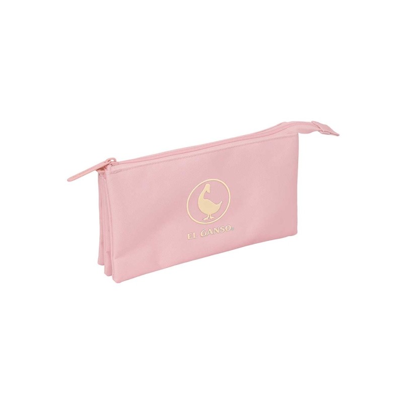Safta el Ganso Basics Borsa multiuso - 3 scomparti con cerniera - Tasca interna centrale - 22x12x3 cm - Colore rosa
