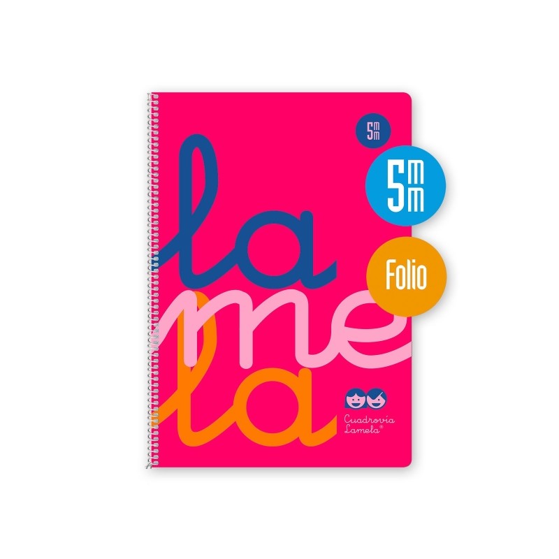 Lamela Quaderno a spirale con 80 fogli da 90 g/m² con margine - Formato Folio - Righe a quattro linee da 5 mm - Coperti