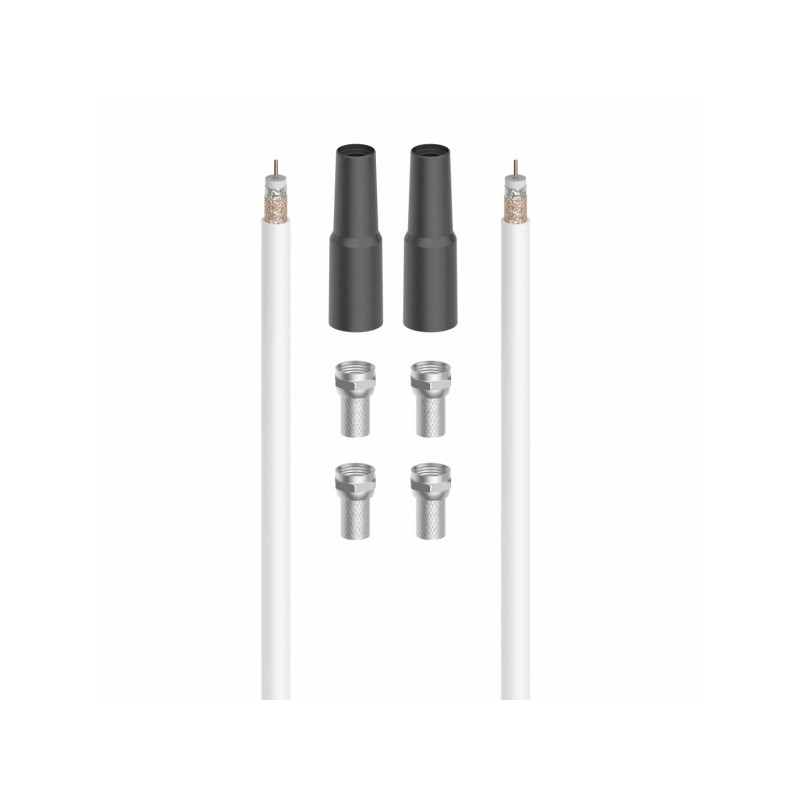 Set Hama Essential per collegamento satellitare. 7 pezzi - Cavo coassiale da 20 m - 4 connettori F - 2 guaine di protezi