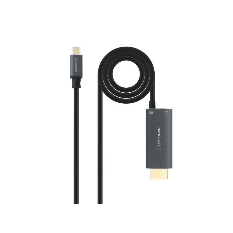 Cavo adattatore Nanocable da USB-C a HDMI - Lunghezza 1.8 m - Risoluzione 8K - Involucro in alluminio - 195x230x20 mm - 