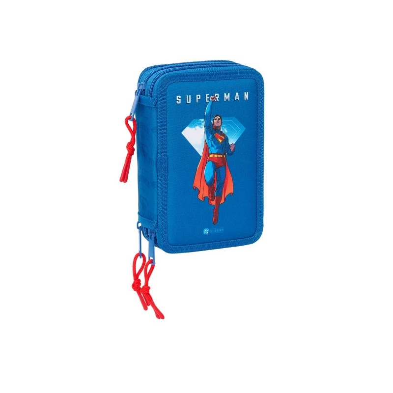 Safta Superman Astuccio a 3 ripiani - 37 pezzi - 1.3 L - Gomma - Matita - Penne a sfera - Temperamatite - Righelli - 16 