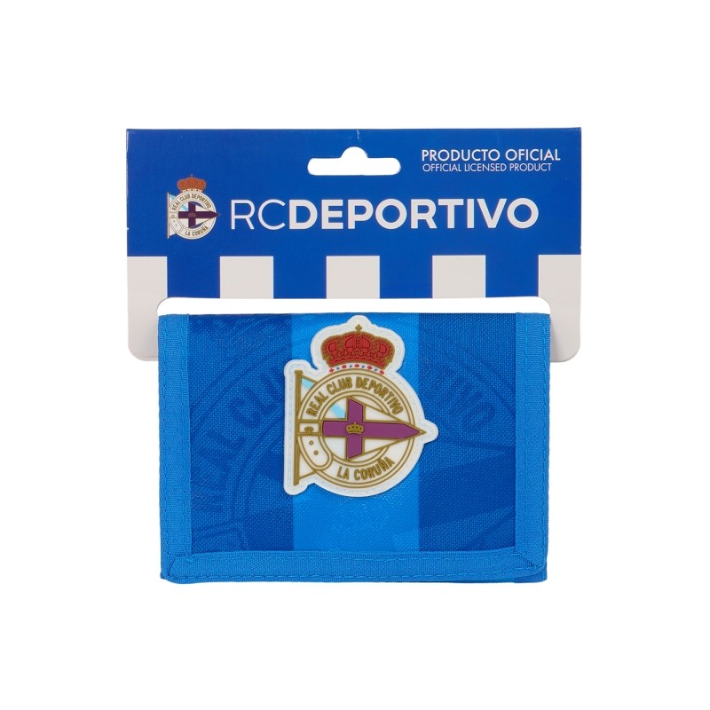 Safta Real Deportivo de la Coruña Portafoglio - Chiusura in velcro - Scomparti interni - Tasca per le monete - Asa per 