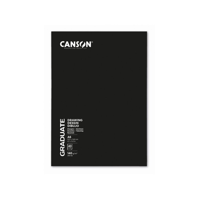 Canson Graduate Disegno e Schizzo - Quaderno rilegato con 20 fogli formato A6 - 140 g - Grana fine - Colore bianco