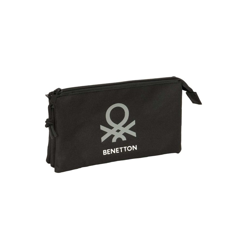 Safta Benetton Basics Borsa multiuso - 3 scomparti con cerniera - Tasca interna - 0.6 L - 220x30x120 mm - Colore nero