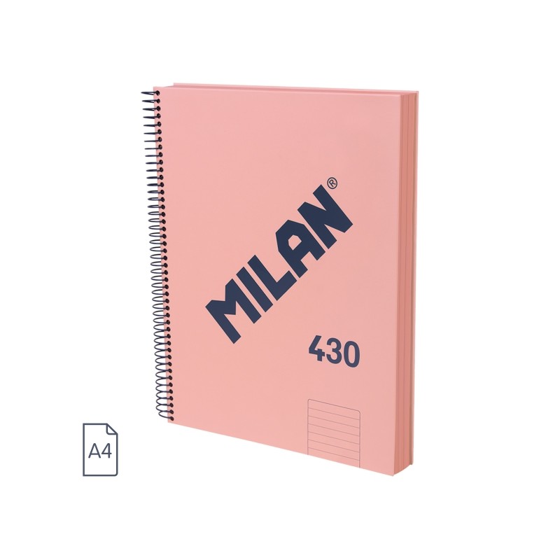 Milan 430 Since 1918 Quaderno A4 con spirale - Carta a righe da 7 mm - 120 fogli da 95 g - Copertina rigida - Colore ros