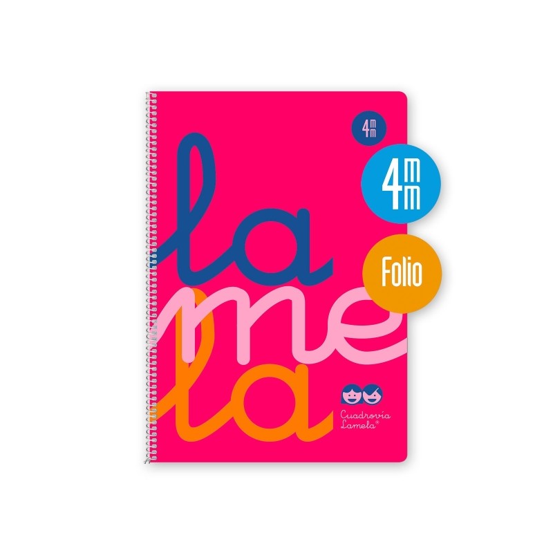 Lamela - Quaderno a spirale con 80 fogli da 90 g/m² con margine - Formato Folio - Righe a quattro linee da 4 mm - Coper