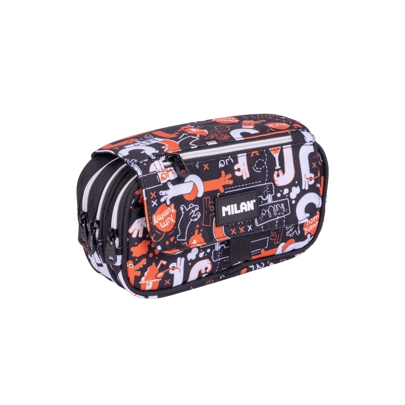 Milan Fingers Custodia multiuso con patta - Cerniera - 4 scomparti - 13x24x10 cm - Colore arancione