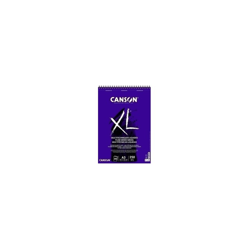 Canson XL Mix Media Fluido Album a spirale da 30 fogli A3 - 250 g - Grana fine - Colore bianco