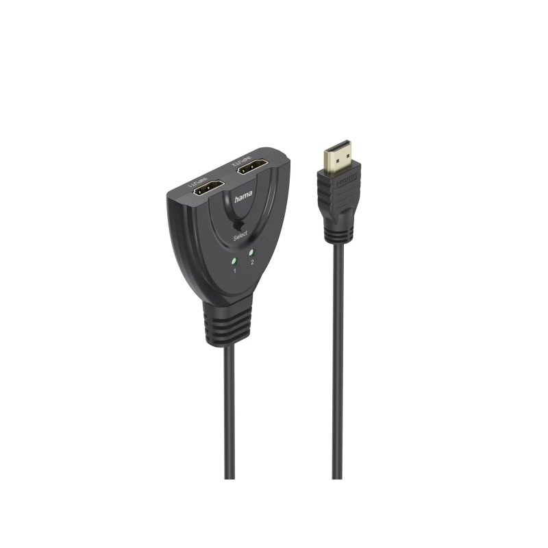 Hama Essential Splitter HDMI 4K - Cavo da 1.7 cm - LED - 2 ingressi HDMI femmina - 1 uscita HDMI maschio - Colore: nero