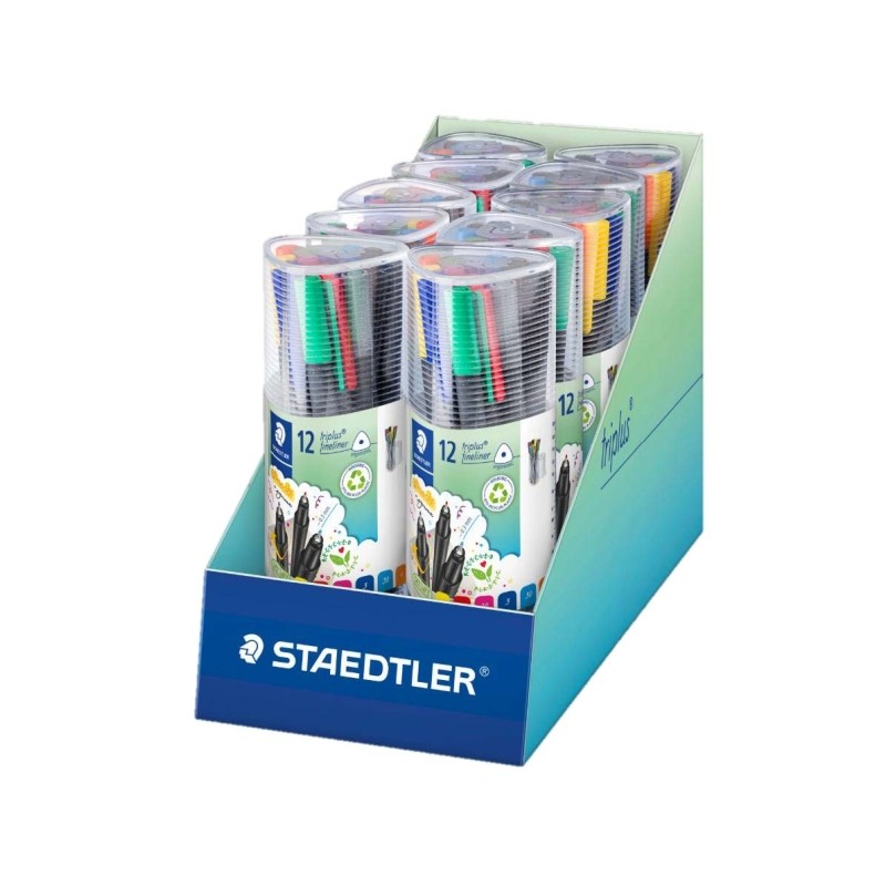 Staedtler Triplus Fineliner 334 Confezione da 12 pennarelli a punta fine - Spessore del tratto circa 0.3 mm - Inchiostro