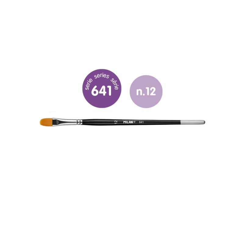 Milan 612 Premium Synthetic - Set da 6 pennelli Lengua de Gato n. 12 - Custodia con gancio - Setole sintetiche - Manico 