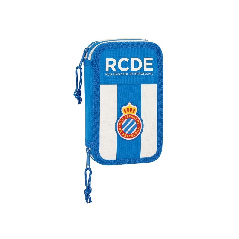 Safta RCD Espanyol Astuccio a due scomparti - 28 pezzi - 1L - Gomma - Matita - Penna a sfera - Temperamatite - 10 colori