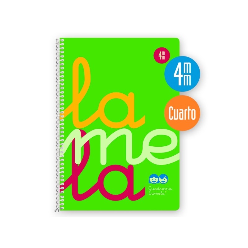 Lamela - Quaderno a spirale con 80 fogli da 90 g/m² con margine - Formato quarto - Righe a quattro linee da 4 mm - Cope