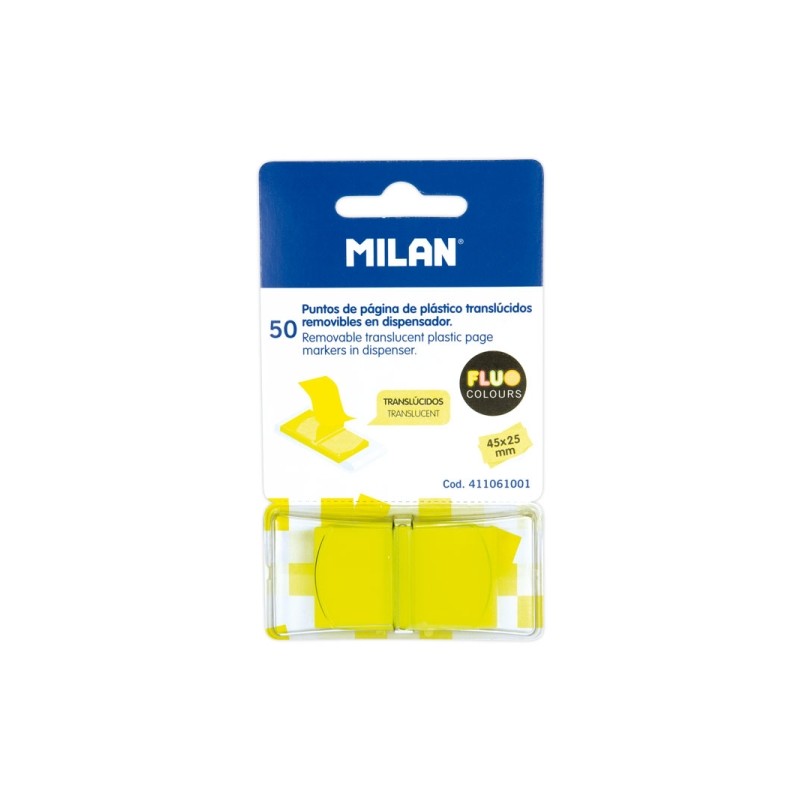 Milan Fluo - Confezione da 50 pennarelli cancellabili - Traslucidi - 45x25 mm - Colore giallo