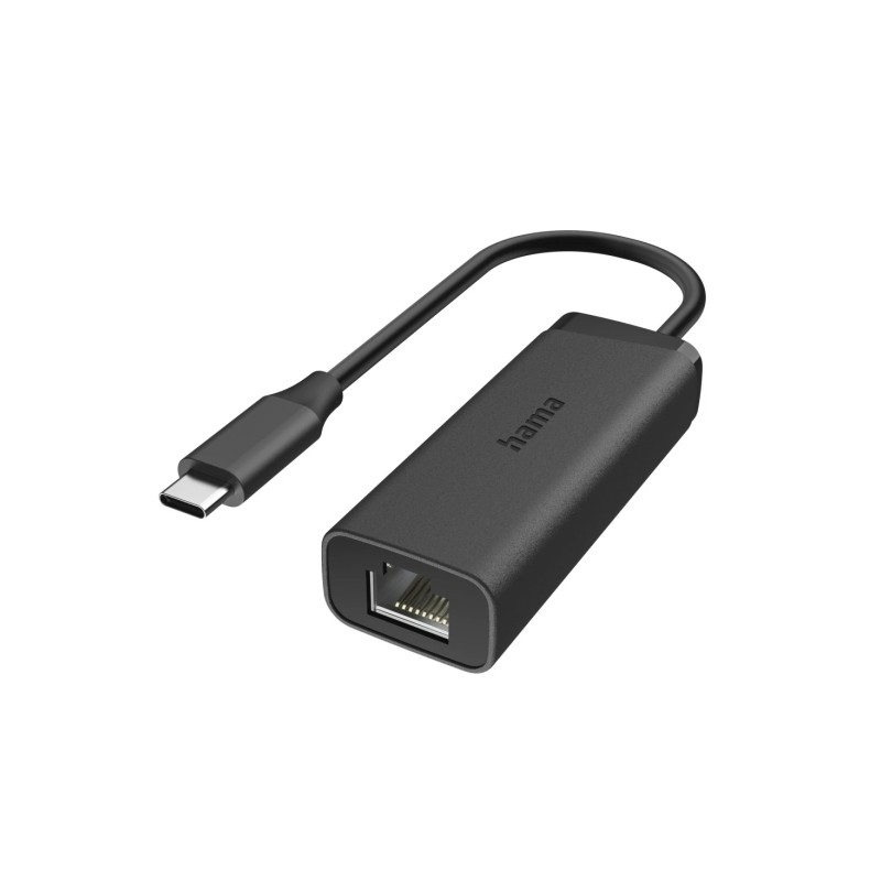 Hama Essential Adattatore di rete - USB-C maschio - Ethernet RJ45 femmina - Velocità fino a 2.5 Gbit/s - Colore: nero