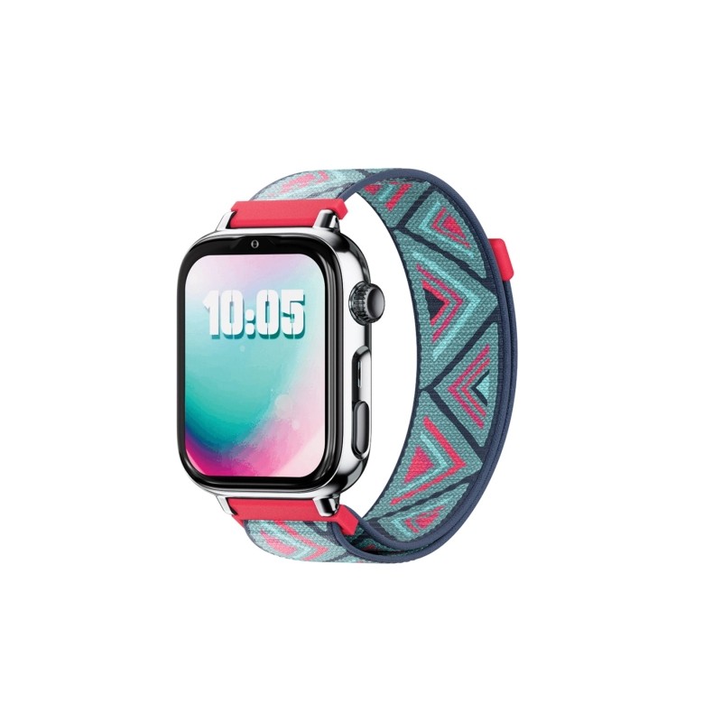 Savefamily Smartwatch per bambini SaveWatch Plus 2 - Schermo AMOLED - Cassa argentata - Cinturino in tessuto Tribeca