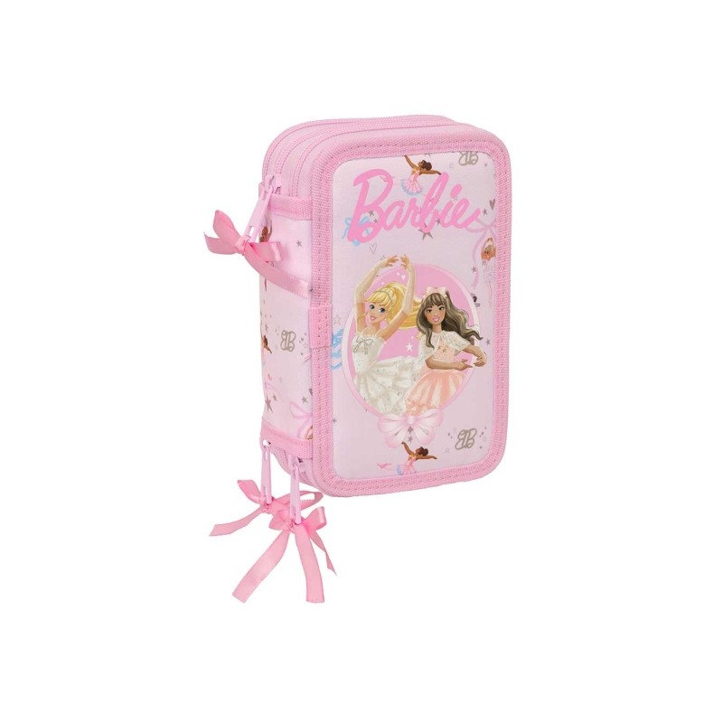 Safta Barbie Ballet Astuccio a 3 ripiani - 37 pezzi - Gomma - Matita - 2 penne a sfera - Temperamatite - 2 righelli - 16