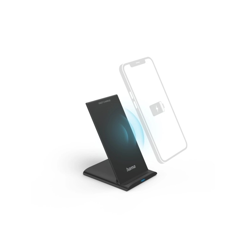 Hama QI-FC10S Caricabatterie wireless - Potenza 10 W - USB-C - Indicatore LED - Ricarica rapida - Colore: nero