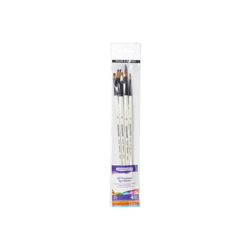 Daler Rowney Graduate Pack da 4 pennelli multitecnica - setole sintetiche - manico lungo
