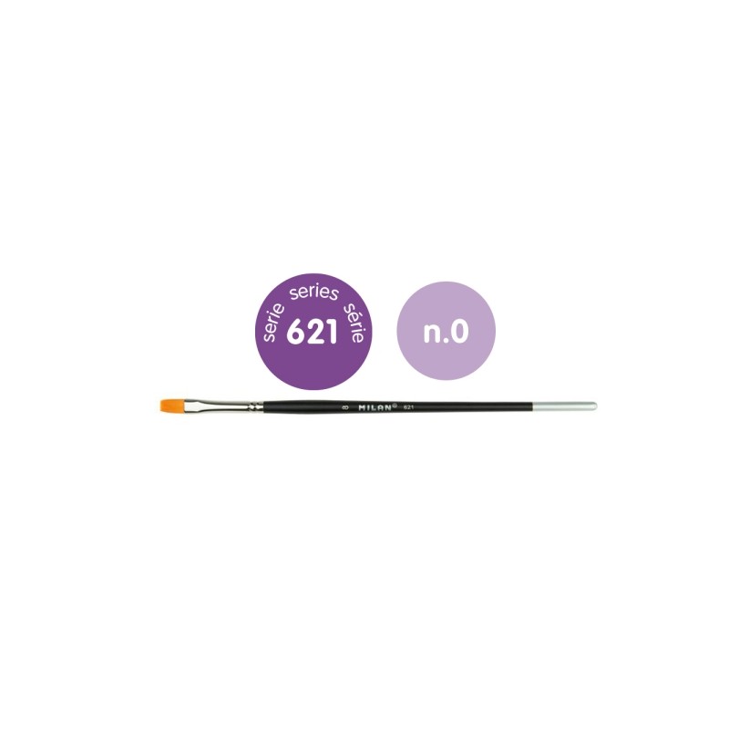 Milan 612 Premium Synthetic - Set da 6 pennelli piatti n. 0 - Custodia con gancio - Setole sintetiche - Manico corto - C