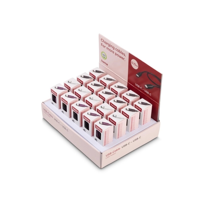 Cavo USB Hama - Potenza massima 60 W - Lunghezza 0.75 m - Velocità fino a 480 Mbps - Schermato - Colori assortiti