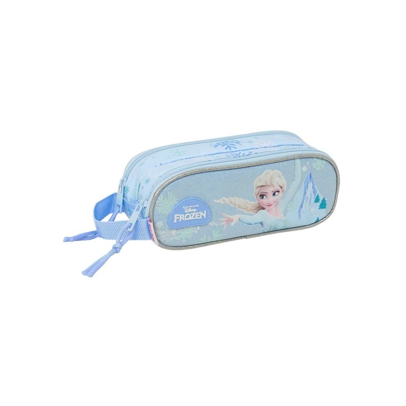 Safta Frozen Portatutto - 2 scomparti con cerniera - Manico laterale - Capacità 1 L - 21x8x6 cm - Colore blu pastello