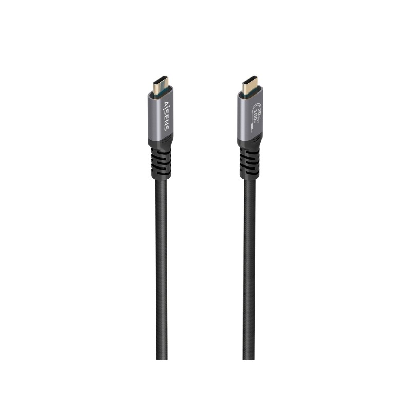 Cavo USB-C maschio Aisens - Supporta fino a 100 W - Lunghezza 3 m - Velocità di trasferimento fino a 20 Gbps - Risoluzi